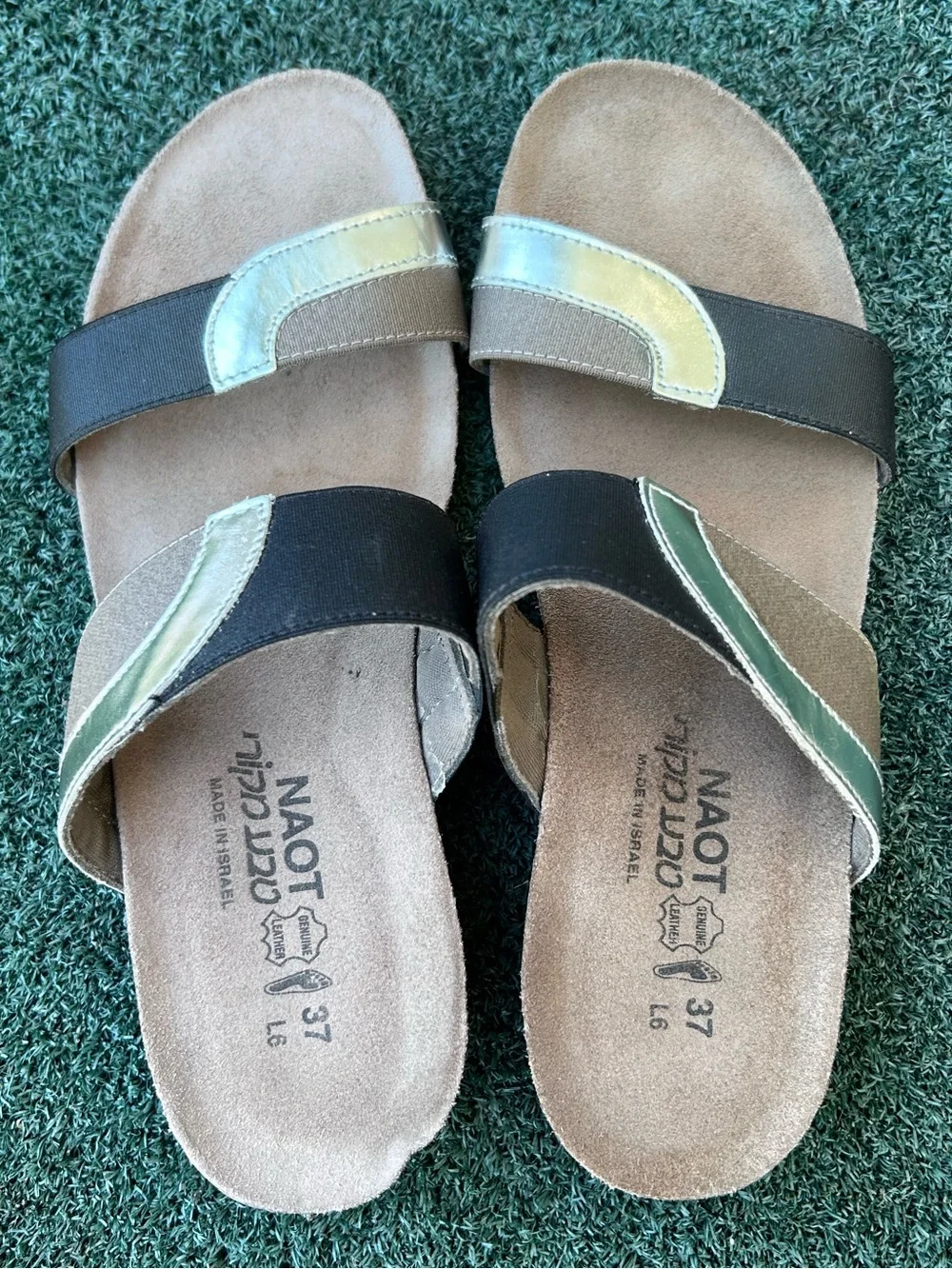 Naot Frankie Slide Sandal Leather Black Silver 37 - Picture 9 of 13